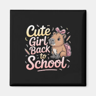Cute Girl Ck To School Capyra First Day Of School Magnet
