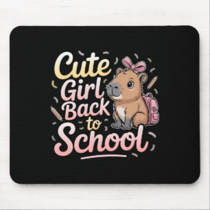 Cute Girl Ck To School Capyra First Day Of School  Mouse Mat
