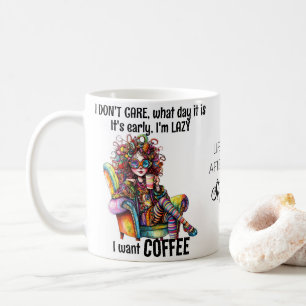 Cute Girl Coffee Colorful Hair Glasses Quote Coffee Mug