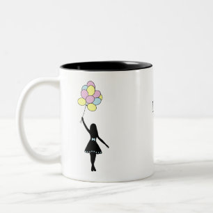 Cute Girl Colour Balloons so Believe you can Fly Two-Tone Coffee Mug
