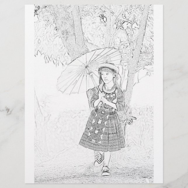 Cute Girl colouring page  (Front)