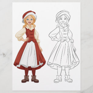 Cute girl  colouring page
