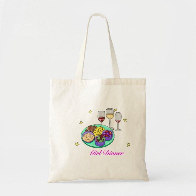 Cute Girl Dinner Tote Bag (Front)
