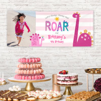 Cute Girl Dinosaur Stomp Chomp Roar Photo Birthday
