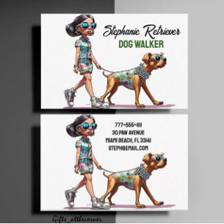 Cute Girl Dog Walker Pet Sitter Business Card