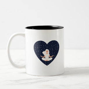 Cute Girl Doing Yoga and Meditation In Peace Two-Tone Coffee Mug