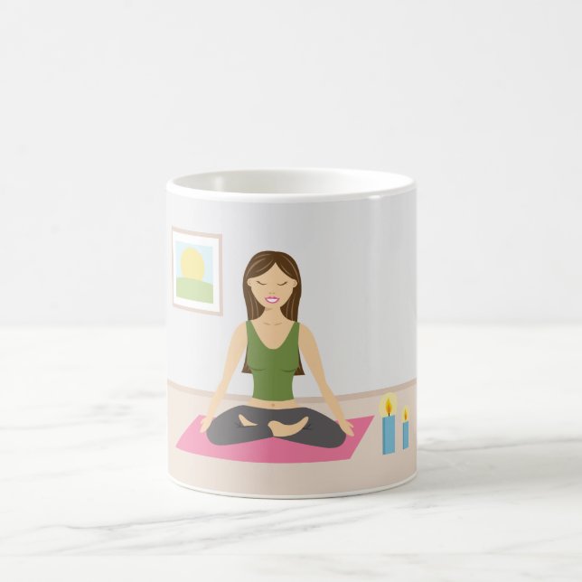 Cute Girl Doing Yoga In A Pretty Room Coffee Mug (Center)