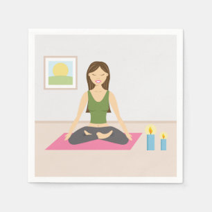 Cute Girl Doing Yoga In A Pretty Room Napkin