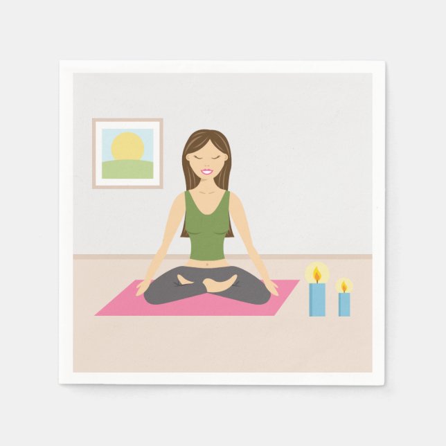 Cute Girl Doing Yoga In A Pretty Room Napkin (Front)