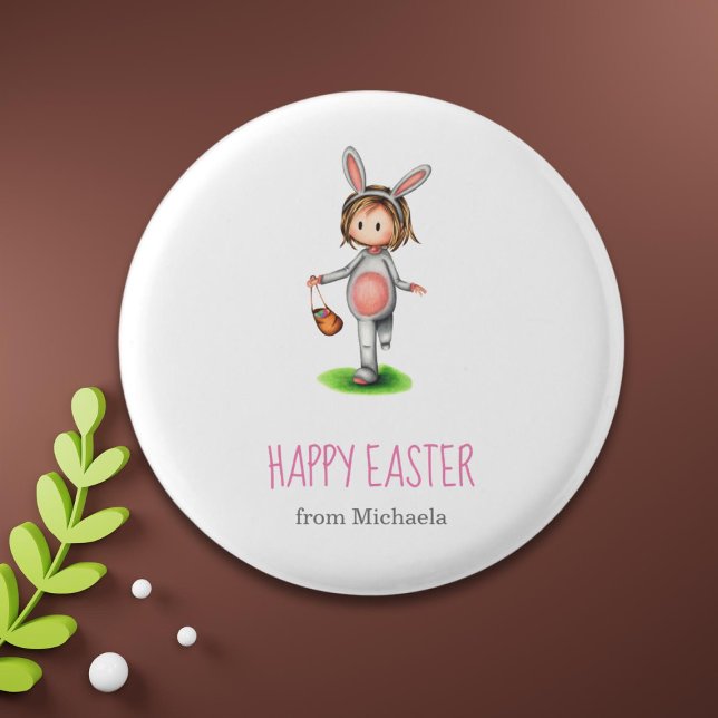 Cute Girl Egg Hunt Easter 3 Cm Round Badge (Creator Uploaded)