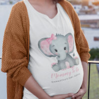 Cute Girl Elephant Pink Mummy To Be Baby Shower