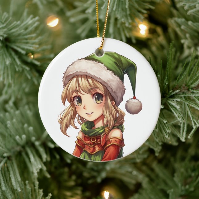 Cute Girl Elf Ceramic Tree Decoration (Tree)