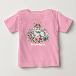 Cute girl fantasy unicorn add name baby T-Shirt