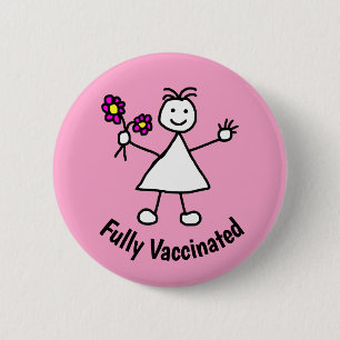 Cute Girl Flowers Vaccinated 6 Cm Round Badge