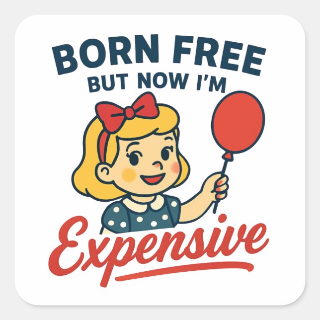 Cute Girl, Free Spirit Square Sticker (Front)