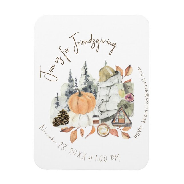 Cute Girl Friendsgiving Thanksgiving Dinner Magnet (Vertical)