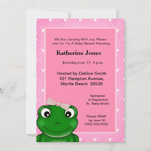 Cute Girl Frog Baby Shower Invitation