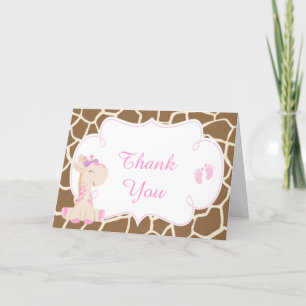 Cute Girl Giraffe Thank You Card