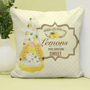 Cute Girl Gnome and Lemons Cushion