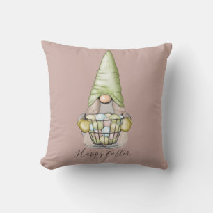 Cute Girl Gnome with Eggs Easter Holiday  Cushion