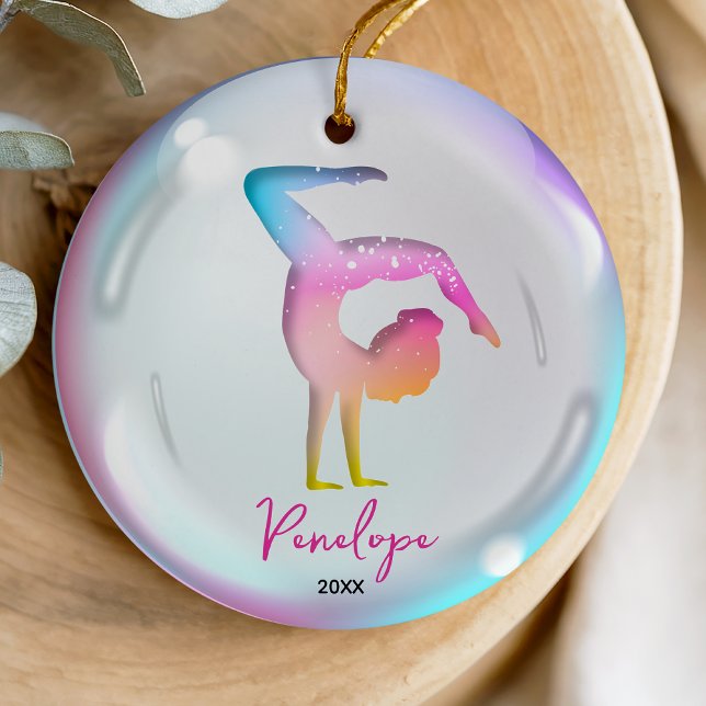 cute girl gymnast players colourful personalised ceramic tree decoration (Creator Uploaded)