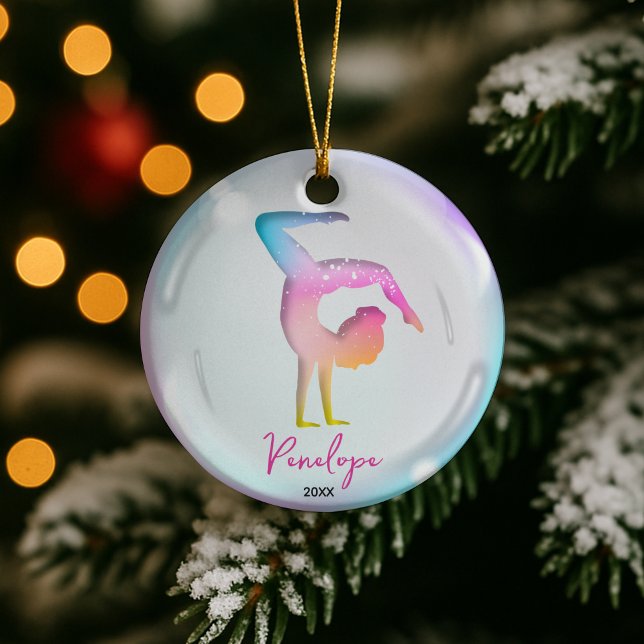 cute girl gymnast players colourful personalised ceramic tree decoration (Creator Uploaded)