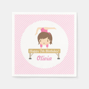 Cute Girl Gymnastics Kids Birthday Party Supplies Napkin