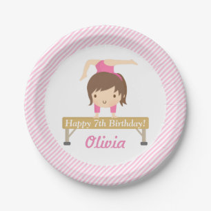 Cute Girl Gymnastics Kids Birthday Party Supplies Paper Plate