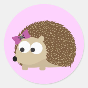 Cute Girl Hedgehog Classic Round Sticker