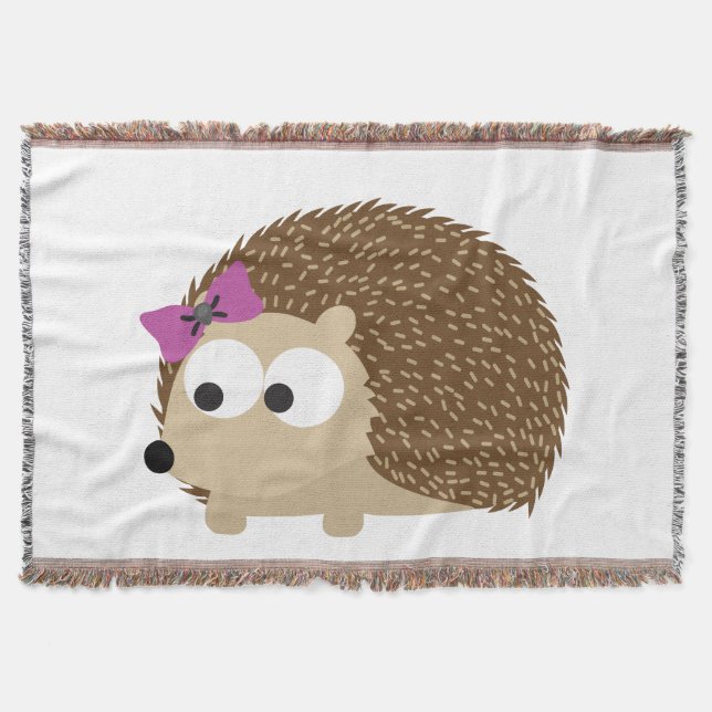 Cute Girl Hedgehog Throw Blanket (Front)