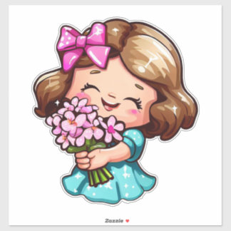 cute girl holding flowers
