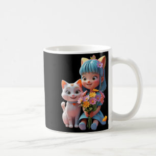 Cute Girl Holding Flowers Funny Unisex Design for Coffee Mug