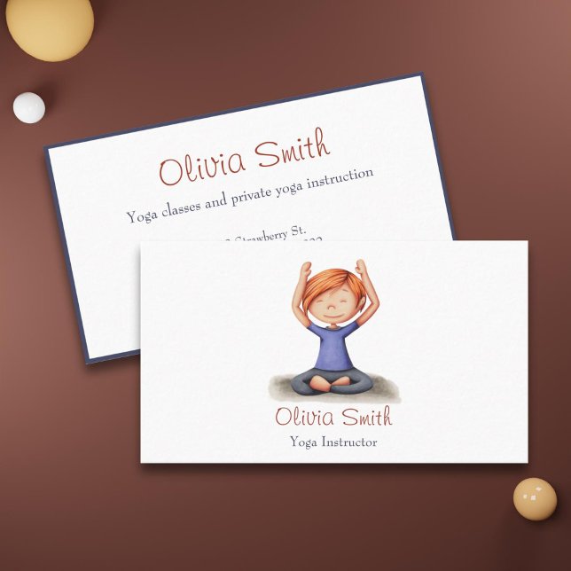 Cute Girl Illustration Yoga Instructor Business Card (Creator Uploaded)