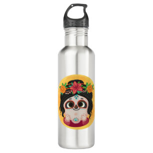 Cute girl in a Day of the Dead Halloween costume 710 Ml Water Bottle