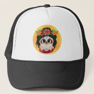 Cute girl in a Day of the Dead Halloween costume Trucker Hat