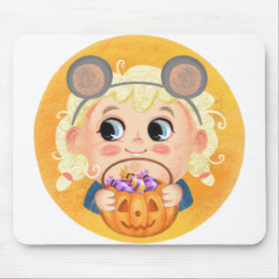 Cute girl in a Mousy Halloween costume Mouse Mat