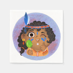 Cute girl in a Native American Princess costume  F Napkin