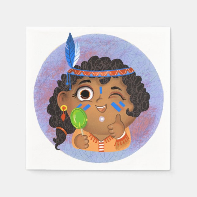 Cute girl in a Native American Princess costume  F Napkin (Front)