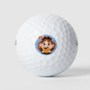 Cute girl in a pirate Halloween costume Golf Balls