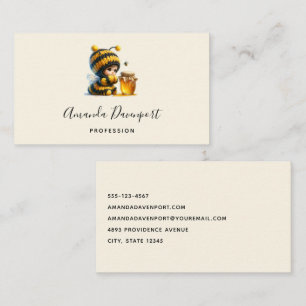 Cute Girl in Bee Costume with Honey Business Card