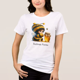 Cute Girl in Bee Costume with Honey Business Tri-Blend Shirt