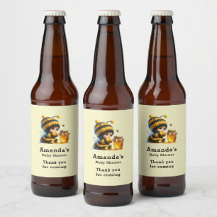 Cute Girl in Bee Costume with Honey Party Beer Bottle Label