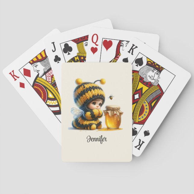 Cute Girl in Bee Costume with Honey Playing Cards (Back)