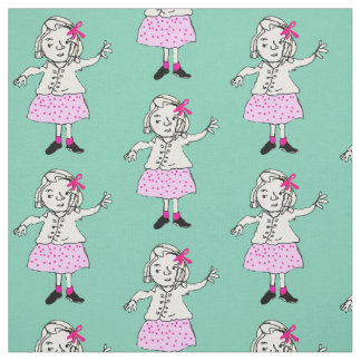 Cute girl in pink and mint fabric