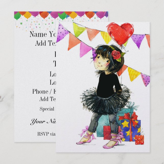 Cute Girl Invitations (Front/Back)