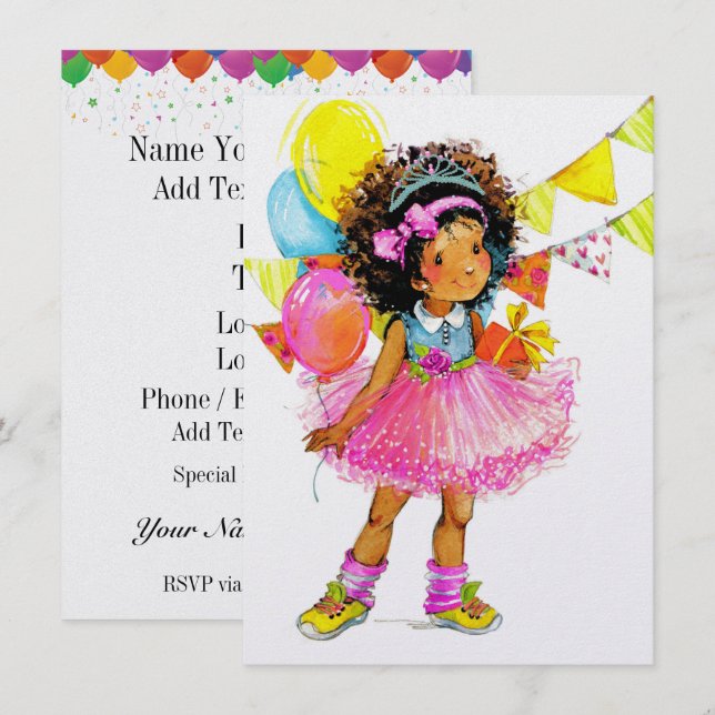 Cute Girl Invitations (Front/Back)