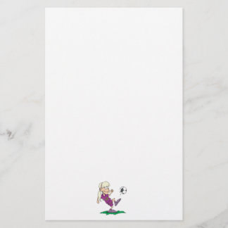 cute girl kicking soccer ball stationery