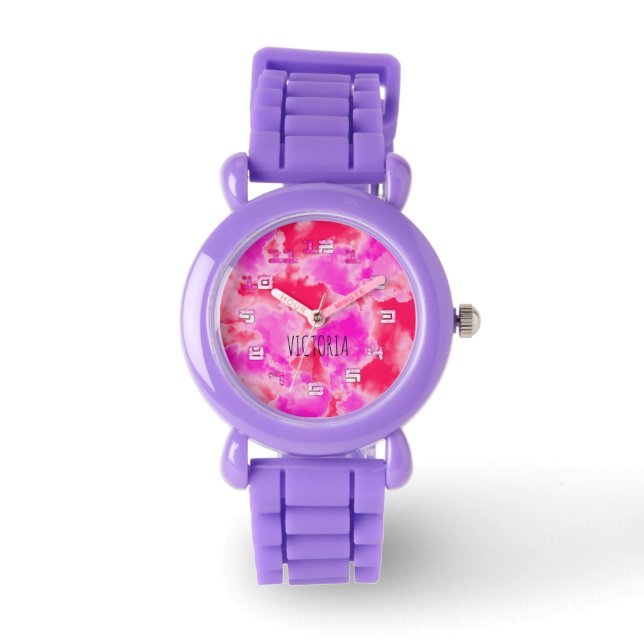 Cute Girl Kids Pink Sky With Pink Clouds Watch (Front)