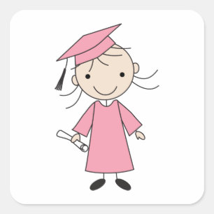 Cute Girl Kindergarten Graduation Square Sticker
