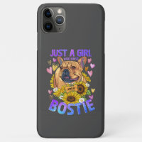 Cute Girl Loves Boston Terrier Sunflower Case